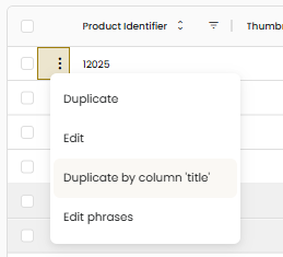 Menu — Duplicate by column title