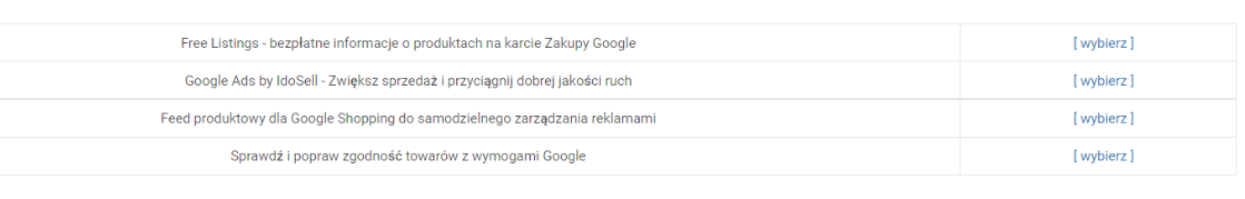Krok 2 - wybór feed produktowy dla Google Shopping