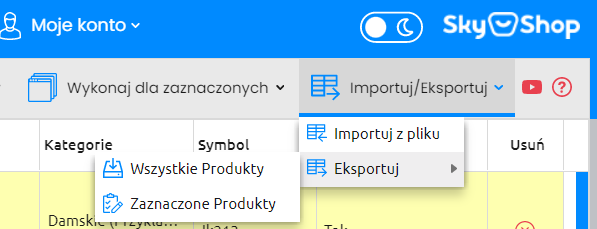 Krok 2 - menu Importuj/Eksportuj, opcja Eksportuj